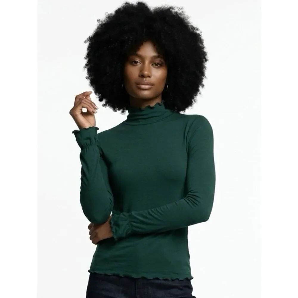 FREE PEOPLE Intimately | Green Ruffle Trim Top S